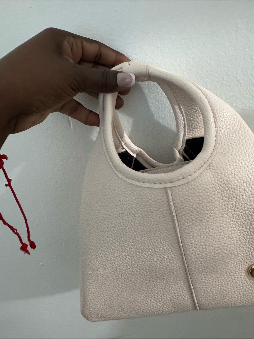 Compact Cream Mini Top-Handle Bag for Women